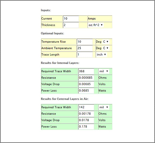 Trace Width Calculator