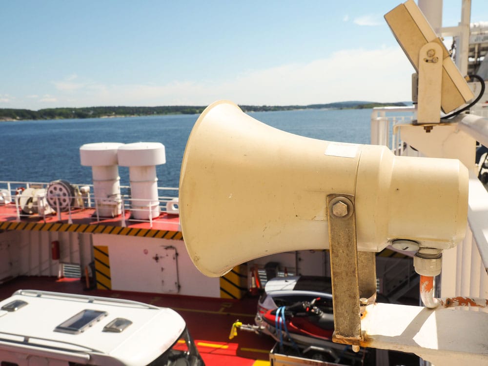 A speaker on a ferry