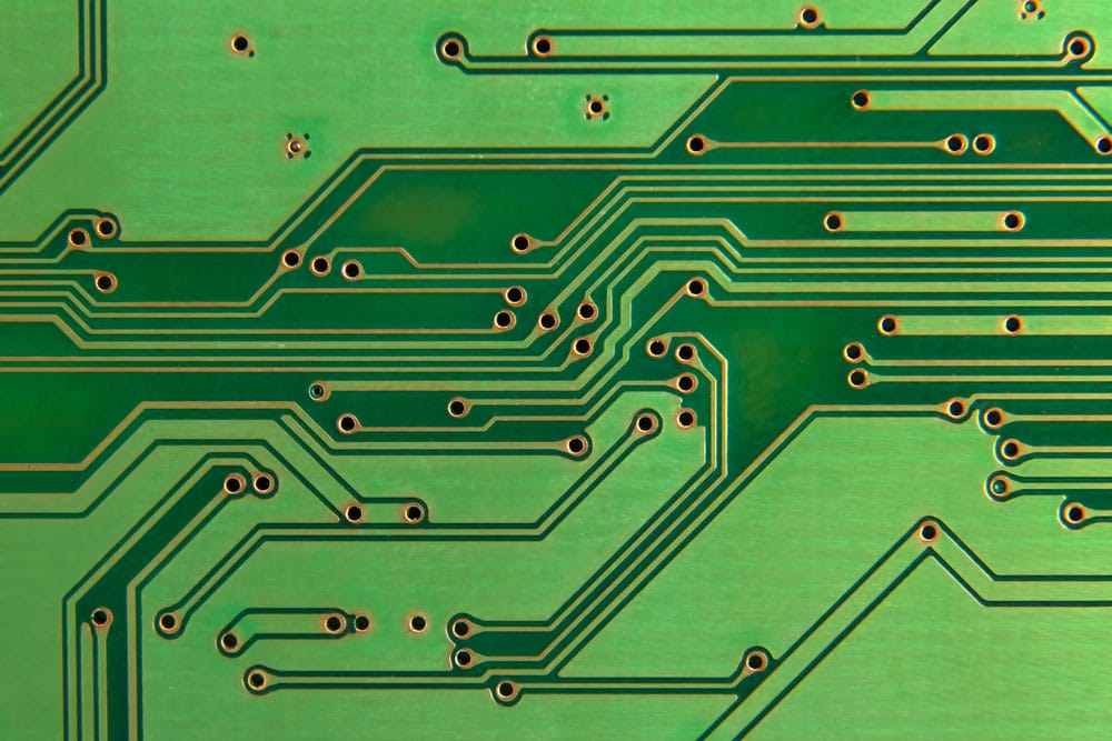 PCB traces on a circuit board