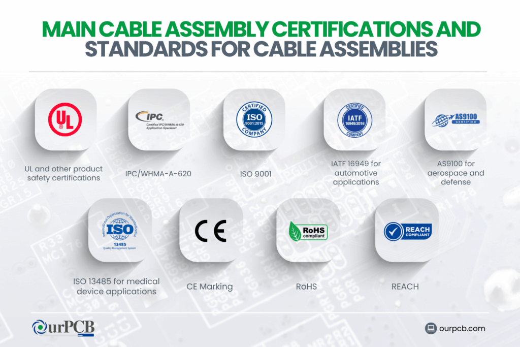 what are the main cable assembly certifications and standards for cable assemblies